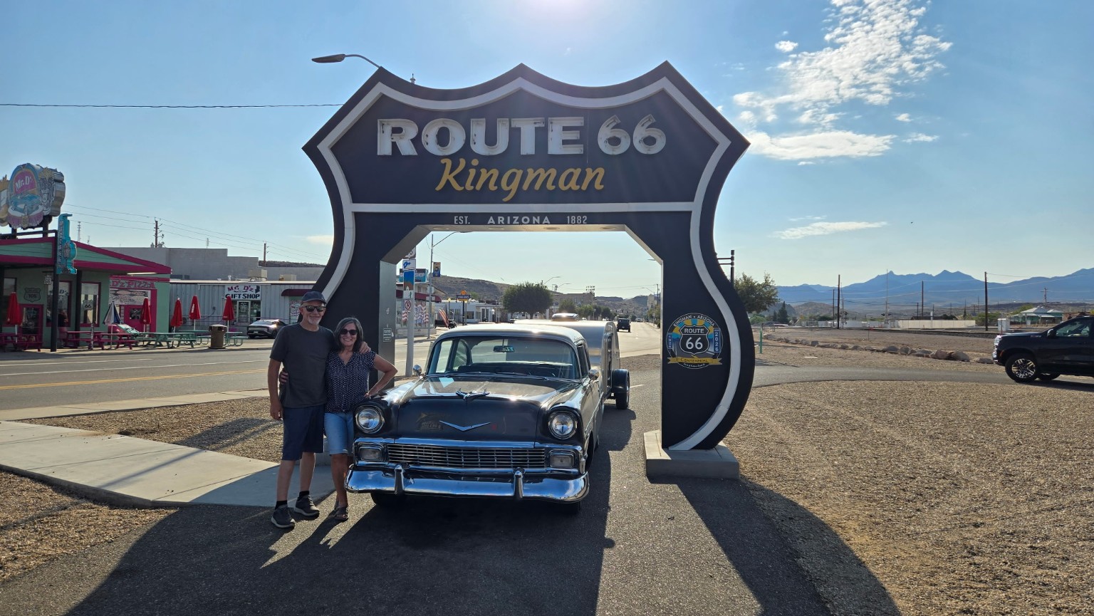 Brett and Cindy Scott with their charcoal 1956 Chevrolet